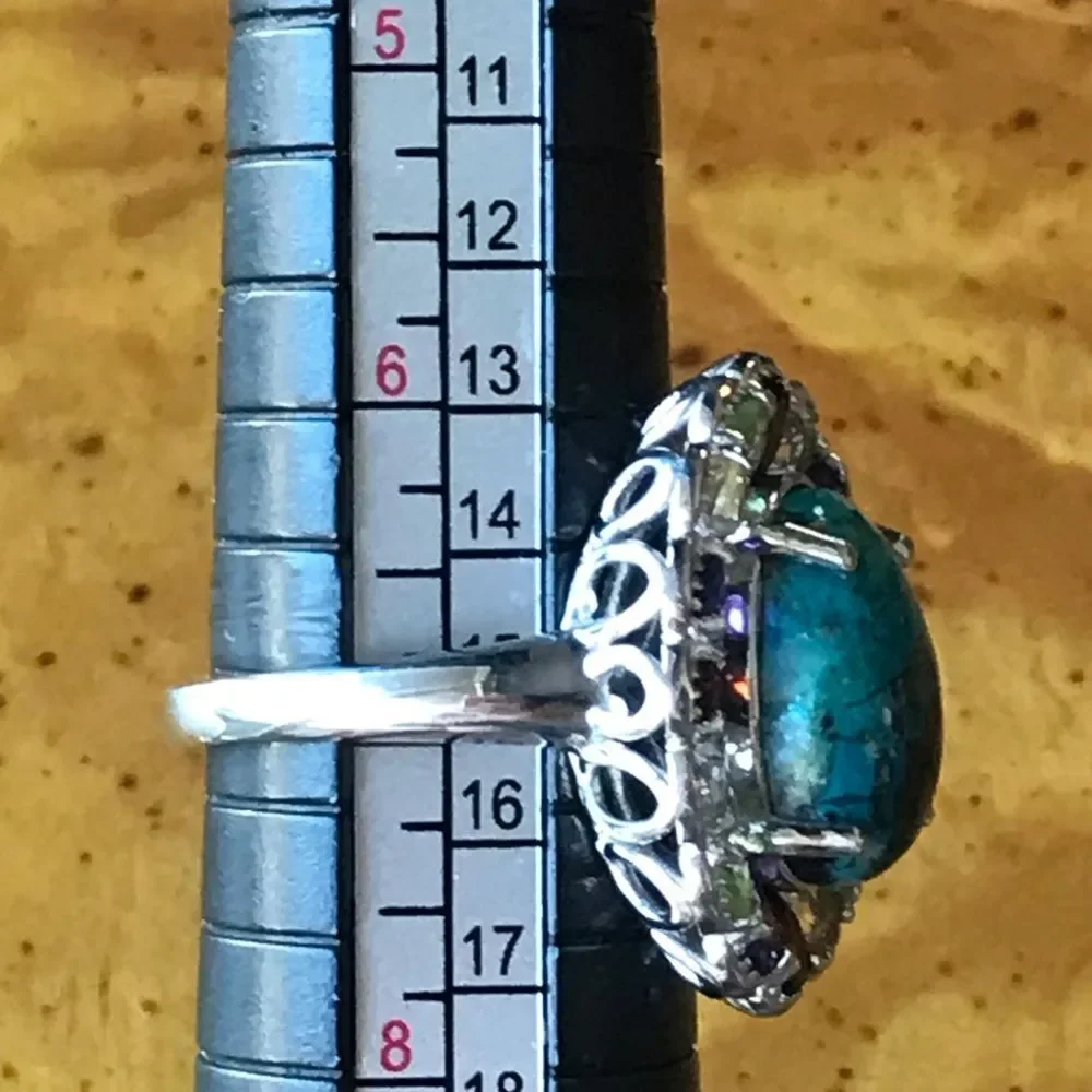Natural Shadowkite Sterling Silver Cocktail Ring Size 7